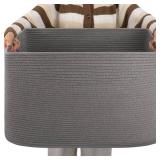 OIAHOMY XXLarge Rectangle Blanket Basket-96L, Cotton Woven Basket for Storage, Dirty Clothes Basket for Living Room, Nursery, Bedroom, Toy Organizing with Handle, 24\" x 16\" x 15\", Dark Grey