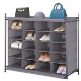 STORAGE MANIAC Stackable Shoe Cubby Organizer, Free Standing Shoe Cube Rack for Entryway, Bedroom, Apartment, Closet, 20-Cube Gray