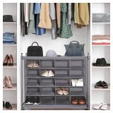 STORAGE MANIAC Stackable Shoe Cubby Organizer, Free Standing Shoe Cube Rack for Entryway, Bedroom, Apartment, Closet, 20-Cube Gray
