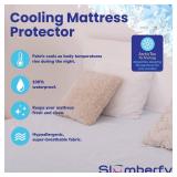 Slumberfy Twin XL Cooling Hypoallergenic Mattress Protector, 39x80 in, White, Noiseless, Washable