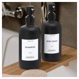 HOMCDALY Shampoo or Conditioner Dispenser, 21oz Refillable Shampoo or Conditioner Bottle, Empty Bathroom Shower Pump Dispenser (21oz-Black one bottle