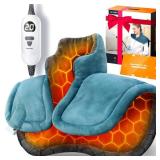 Graphene-Infused Heating Pad 3X Deeper Pain Relief, Weighted Instant Heating Pads for Neck and Shoulders, Heated Wrap w/ 6 Heat Options 4 Auto-Off Timer, Gifts for Mom Women Christmas Birthday
