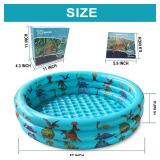 Dinosaur Inflatable Kiddie Pool, Blow Up 3-Ring Round Baby Play Center for Inside or Outdoor, Toddler Ball Pit/Fishing/Toys - 57
