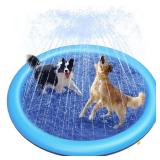 Peteast Dog Splash Pad 59\" Anti-Slip Dog Pools for Large Dogs 0.58 mm Thick Dog Sprinkler Water Toy