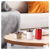 Tbestmax Qtips Holder Bathroom Container, 10 OZ Cotton Ball/Swabs Dispenser, Apothecary Jar Organizer for Storage Brown Wood Lids