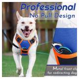 Eagloo Dog Harness for Large Dogs, No Pull Service Vest with Reflective Strips and Control Handle, Adjustable and Comfortable for Walking, No Choke Pet Harness with 2 Metal Rings, Blue & Orange, XL