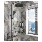 WADILE 20pcs Waterproof Peel and Stick Marble Wall Tiles, 11.8\"x11.8\" Self-Adhesive PVC Panels for Bathroom, Kitchen, and Living Room Gold (Not Real Tile)