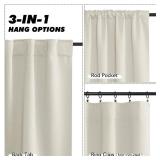 KGORGE Short Curtains 45 inch Length, Privacy Thermal Insulated Curtains Light Filtering Noise Reducing Window Drapes for Bedroom Kitchen, Back Tab Rod Pocket, W52 x L45 inches, Beige, 2 Panels