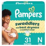 Pampers Baby Diapers - Swaddlers - Size 0, 31 Count, Ultra Absorbent Disposable Newborn Diaper