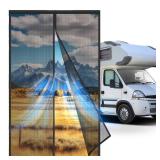 Hifor RV Screen Door with Magnetic Closure - 33\"x80\" Fiberglass Mesh for Campers, Trailers, Motorhomes | Bug Proof, Tear-Resistant, Easy Install (Pet-Friendly Design)