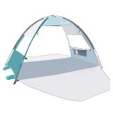 OutdoorMaster Beach Tent Sun Shelter with 2 Ventilated Doors, UPF50+ Easy Setup Beach Tent Canopy for 3 Person, Lightweight & Portable Family Beach Umbrellas for Sand with Carrying Bag-Cancun Seashore