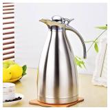 Bonnoces 68 Oz Stainless Steel Thermal Carafe - Double Walled Vacuum Insualted Thermos/Carafe with Lid - Coffee/Tea Carafe Heat & Cold Retention - 2 Liter