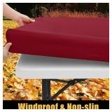 Smiry Rectangle Picnic Table Cloth, Waterproof Elastic Fitted Tablecloths for 6 Foot Tables, Washable Polyester Table Cover for Camping, Indoor and Outdoor (Wine Red, 30\"x72\")