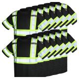 Sintuff 12 Pcs High Visibility Reflective Safety Shirt Short T Shirt Construction Work Breathable Shirt Bulk for Men Women(Black, X-Large)