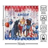 MEHOFOND 4th of July Shower Curtain Red White and Blue Patriotic Shower Curtain for Bathroom Independence Day Cute Dog Home Bathtub Decor Fabric Waterproof Bath Curtain with 12 Hooks 72x72 Inch