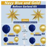 Navy Blue and Gold Balloons Arch Garland Kit, 5 10 12 18 inch Royal Blue Gold Balloons with Explosion Star Balloons 101pcs Balloons for Anniversary Wedding New Year Birthday Party Decorations