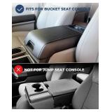 ISSYAUTO Center Console Cover Compatible with 2015-2020 F150, 2017-2022 F250 F350 F450, 2018-2024 Expedition, Leather Armrest Cover Cushion Arm Rest Cover (Bucket Seat Only)
