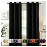 MIULEE Black Blackout Curtains for Bedroom Living Room 84 Inches Long 2 Panels, Thermal Insulated Room Darkening Drapes Solid Grommet Top Noise Reduction Light Blocking Halloween Window Treatments