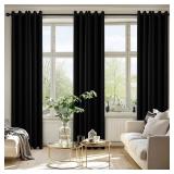MIULEE Black Blackout Curtains for Bedroom Living Room 84 Inches Long 2 Panels, Thermal Insulated Room Darkening Drapes Solid Grommet Top Noise Reduction Light Blocking Halloween Window Treatments