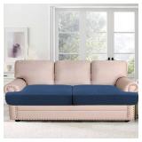 H.VERSAILTEX Stretch 2 Piece T Cushion Sofa Slipcovers Individually Sofa Cushion Covers for 2 Cushion Couch Sofa Seat Cushion Covers with Elastic Bands Featuring Thicker Jacquard Fabric, Navy