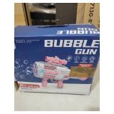 Bubble Guns Automatic with Build-in Bubble Solution (4.4 oz), 3 Fans Drive 6X Lens Bubble Blower Machine, Cool Favors for Summer Ourtdoor Party Birthday Wedding Toy