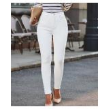 LookbookStore Womens Jeans Jeggings with Pockets White Summer Pants for Work Size Medium 8 10