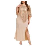 Plus Size Gold Dress Champagne Mother of Bride Bridesmaid Formal Wedding Guest Evening Sequin Long Prom Gala Gowns 2025