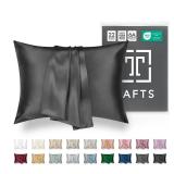 TAFTS 22mm 100% Pure Mulberry 6A Silk Pillowcase for Hair & Skin with Envelope Closure, No Zipper, Cooling, Natural, Organic, Double Sided Pillow Case (Charcoal Grey, Queen 20\" x30\" 1pc)