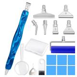 Praise V Do Diamond Painting Art Drill Pen Kit with Screw Stainless Steel Silver Metal Tip Nibs Placers Roller Tool Accessories, Ergonomic Diamond Art Pen for 5D Diamond Paint Bead Dot Royal