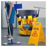 Trash Can Caddy Bag | Fits 32-55 Gallon Can | 12 Pockets | Heavy Duty Vinyl Construction Organizer for Cleaning & Janitorial Duties.