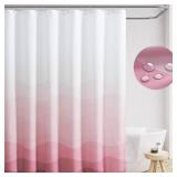 jinchan Ombre Pink Ocean Wave Shower Curtain Waterproof Fabric Shower Curtains for Bathroom Gradual Color Design Nautical Coastal Beach Bath Decor with 12 Hooks 70x72 Inches