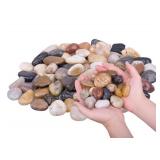 HOT SEAL 2.0 lb Mixed Color River Rock Stones 1~1.5\", Natural Decorative Highly Polished Pebbles, Indoor Decorative Stones for Plant, Aquariums, Landscaping, Garden Flower Bed, Vase Fillers