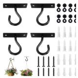 Ceiling Hooks for Hanging Plant, Hanger for Indoor and Outdoor Planters Pots Holder, Wall Hook for Plant, Flower Basket, Wind Chimes, Lanterns, Lights, Bird Feeders, Home Decor-2.5Inch 4Pack