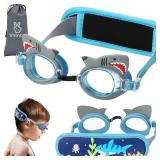 Vvinca Kids Swim Goggles with Fabric Strap No Tangle Pain-Free, Anti-Fog Swimming Pool Goggle No Leak for Toddlers Girls Boys