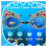 Vvinca Kids Swim Goggles with Fabric Strap No Tangle Pain-Free, Anti-Fog Swimming Pool Goggle No Leak for Toddlers Girls Boys