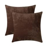 Jeneoo Coffee Brown Decorative Throw Pillow Covers Soft Chenille Comfy Solid Couch Cushion Case Decor (Set of 2, 20 x 20 Inches)