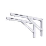 CLT 18\" White Folding Shelf Brackets Max. Load 440 lb, Heavy Duty DIY Wall Mounted Shelf Bracket Space Saving for Table Work Bench, Pack of 2