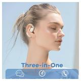 Qnmittry Language Translator Earbuds Offer Two Way Real-time Translation in 138 Languages, with Bluetooth and an APP Provide Online Instant Voice Translation for Travel Business and Learning White