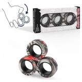 3PCS Magnetic Rings Fidget Toy Set, Idea ADHD Hand Exerciser Fidget Toys, Adult Fidget Magnets Spinner Rings for Anxiety Relief Therapy, Fidget Pack Great Gift for Adults Teens Kids