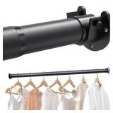 Supforce Closet Rods for Hanging Clothes, 17 to 28 Inches Stepless Adjustable Metal Closet Rod, 1.3 Inches Heavy Duty Clothes Hanging Rod for Closet Wardrobes Laundry RV, Black