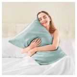 BEDELITE Satin Pillowcase with Zipper, Haze Blue King Size Pillow Cases Set of 2, Super Soft and Cooling Similar to Silk Pillow Cases, Gift for Women Men(20x40 Inches)