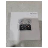 Wireless 5.4 Bluetooth Headset, Silicone earplug Digital Display Screen ENC ANC Two-Way Active Depth Noise Reduction Mobile Phone Search Function-Pearl White