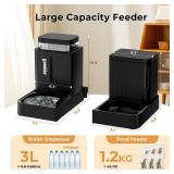 ZOMISIA Gravity Cat Feeder and Water Dispenser Set, 2 in 1 Automatic Cat Feeder with 180 Degree Rotatable, Pet Self Feeding Large Capacity for Small Medium Dog Puppy Kitten, Black, 0.8 Gallon x 2