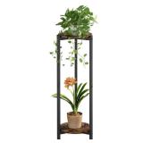 YIZAIJIA Plant Stand Indoor Corner Tall 2 Tier Metal Modern Flower Storage Plant Shelf Holder for Living Room Balcony Garden,Black (2 Tier-Black Round)