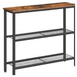 HOOBRO 29.5\" Narrow Console Table, 3-Tier Entryway Table, Thin Sofa Table with Shelves, Side Table, Display Table, for Hallway, Entrance, Living Room, Bedroom, Rustic Brown and Black BF73XG01