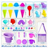 Bbiamsleep Purple Collapsible Beach Bucket Set, Collapsible Foldable Beach Sand Buckets and Shovels Set for Party Camping Gear Travelling Fishing Water Pail