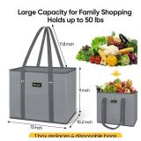 BALEINE 3Pk Reusable Grocery Bags, Foldable Shopping Bags for Groceries with Reinforced Bottom & Handles (Reindeers)