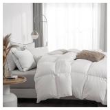 APSMILE King Size Feathers Down Comforter - Ultra Soft All Seasons 100% Organic Cotton Duvet Insert Medium Warm Quilted Bed Comforter with Corner Tabs (106x90,Ivory White)