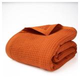 Salt Earth GOTS Certified 100% Organic Cotton Throw Blanket, 60\"X80\" Blankets & Throws for Bed, Throw Blanket for Couch,Modern & Cozy Blanket, All Season Waffle Blanket, Soft Blanket (Cinnamon Stick