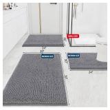 Smiry Luxury Chenille Bathroom Rugs 47x24, Extra Soft and Absorbent Shaggy Bath Mat, Machine Washable, Non-Slip Plush Carpet Runner for Tub, Shower, and Floor, Home Decor Accessories, Grey